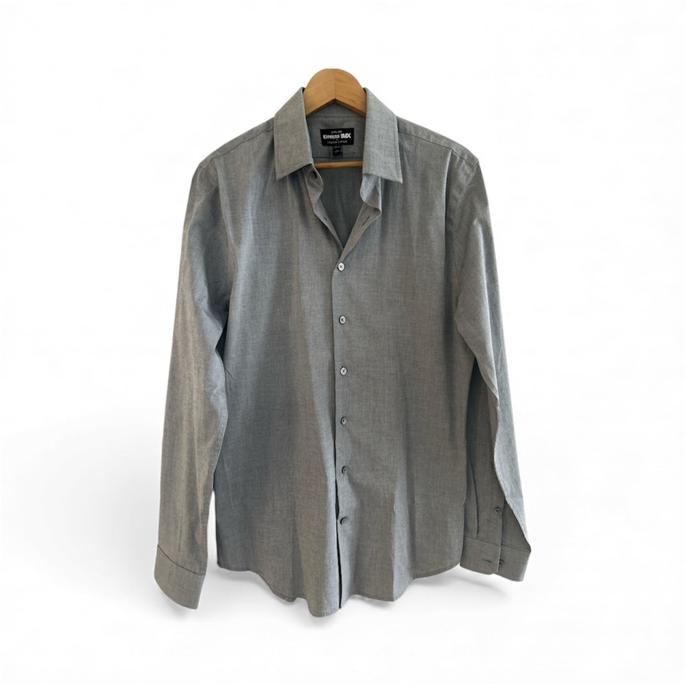 Express 1MX Extra Slim Fit Dress Shirt in Gray M (15-15.5) - Picture 2 of 10